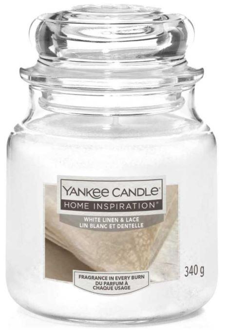 YANKEE CANDLE Yankee Candle Home Inspiration fragranza White Linen & Lace (lino bianco) candela media